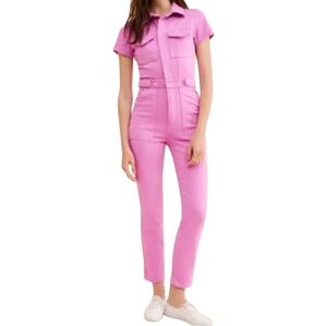 Good American Fit For Success Women's Pink Denim Jumpsuit Slim Size L